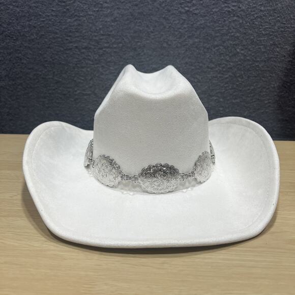 Illuma Metal Concho Western White Hat New - Picture 2 of 10